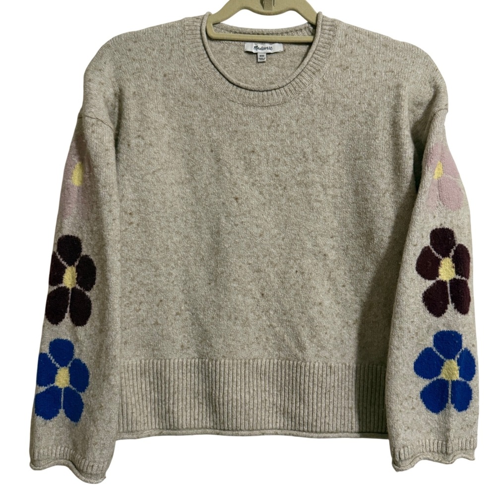 Madewell Beige Sweater with Floral Design
